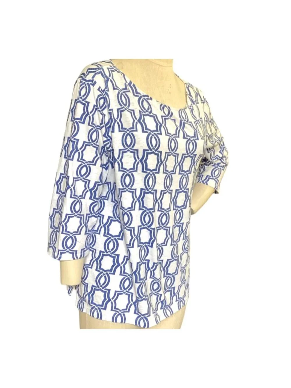 Chico’s Graphic Geo Cotton Slub Top Sz 3‎ (XL/16) #163H